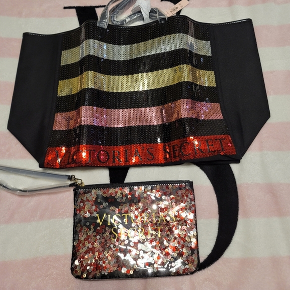 Victoria's Secret BLING Tote + Makeup Bag Set NWT - Picture 6 of 16